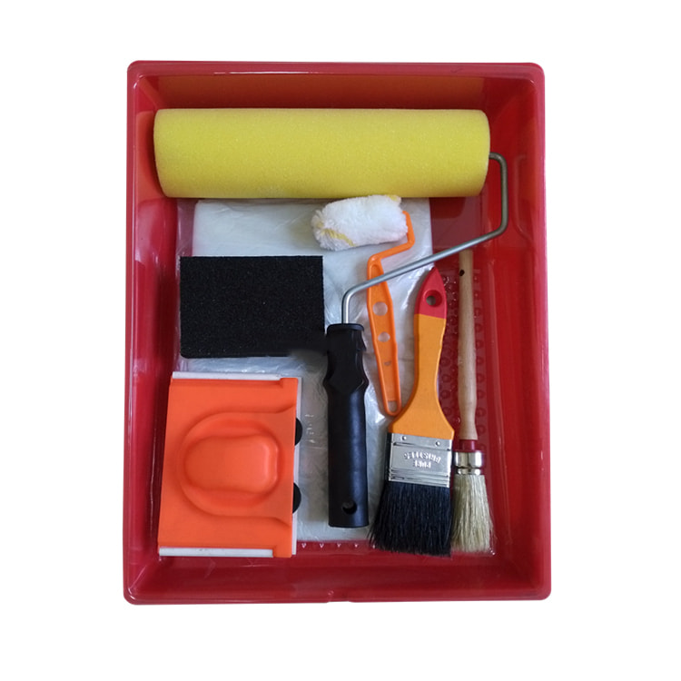 Sanfine Paint Tray Kit Set van 11 stuks Premium All Paints Verfrollerset met Schuimschuurblok